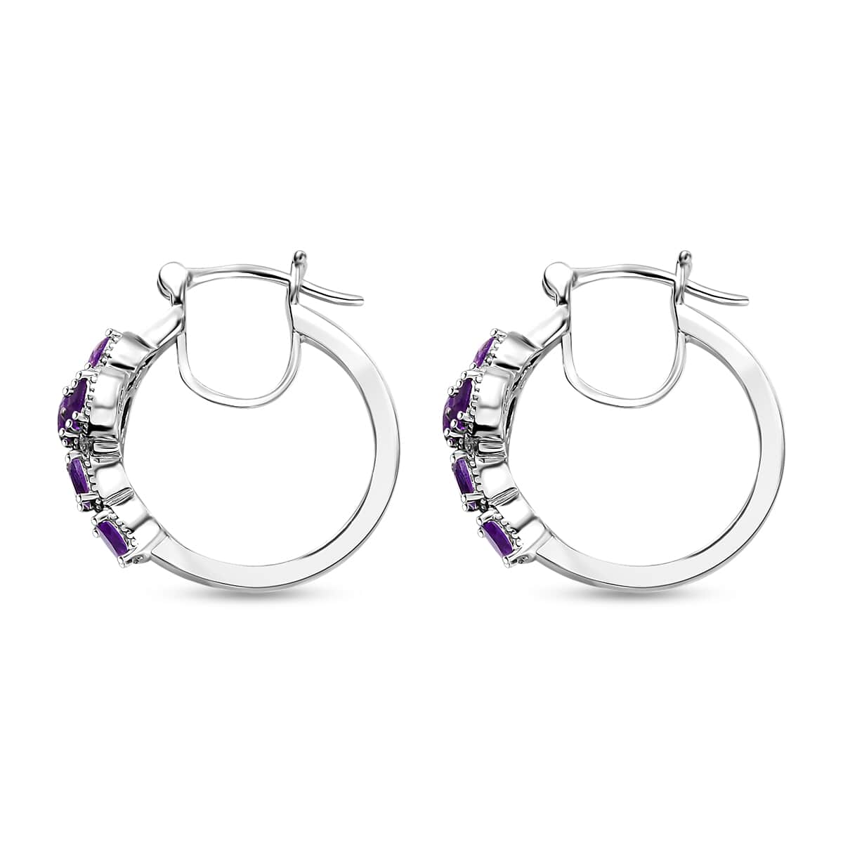 Karis African Amethyst Cross Earrings in Platinum Bond 2.70 ctw image number 3