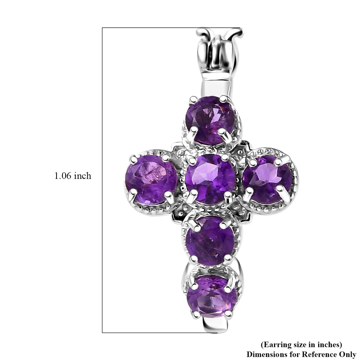 Karis African Amethyst Cross Earrings in Platinum Bond 2.70 ctw image number 4