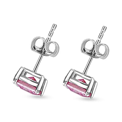 Lotus Pink Moissanite 1.70 ctw Solitaire Stud Earrings in Rhodium Over Sterling Silver