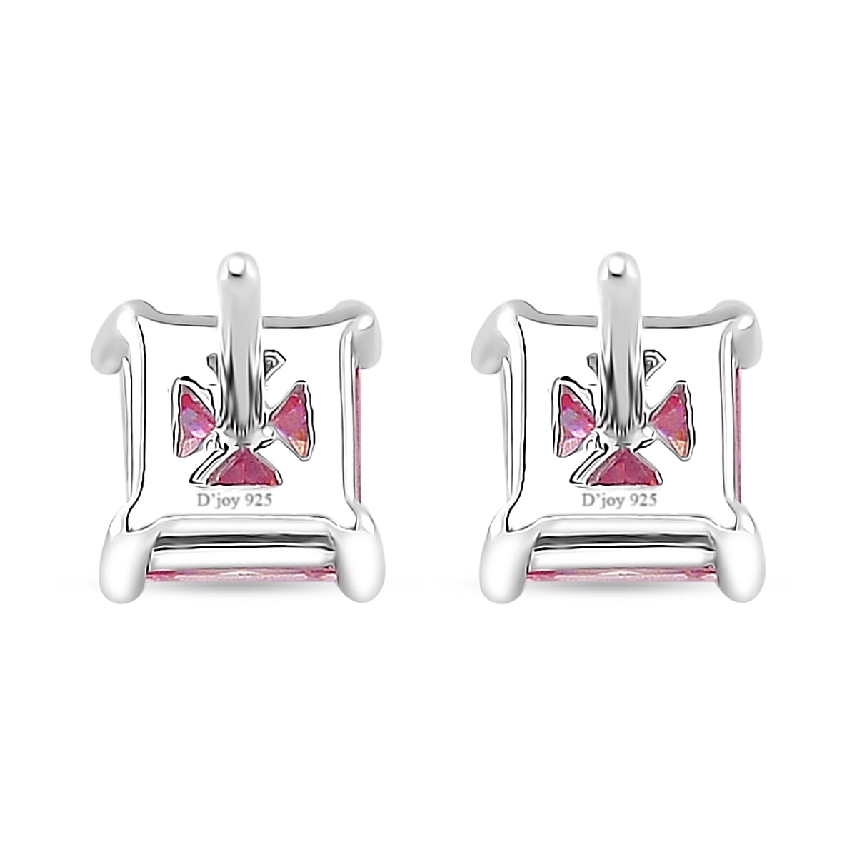 Lotus Pink Moissanite 1.70 ctw Solitaire Stud Earrings in Rhodium Over Sterling Silver
