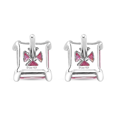 Lotus Pink Moissanite 1.70 ctw Solitaire Stud Earrings in Rhodium Over Sterling Silver