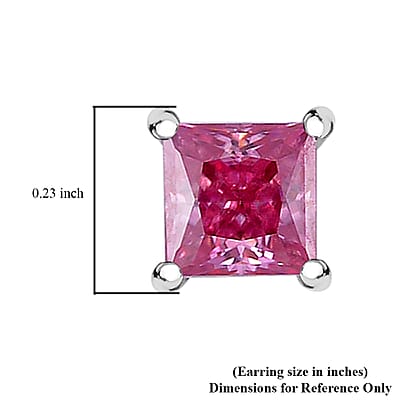 Lotus Pink Moissanite 1.70 ctw Solitaire Stud Earrings in Rhodium Over Sterling Silver