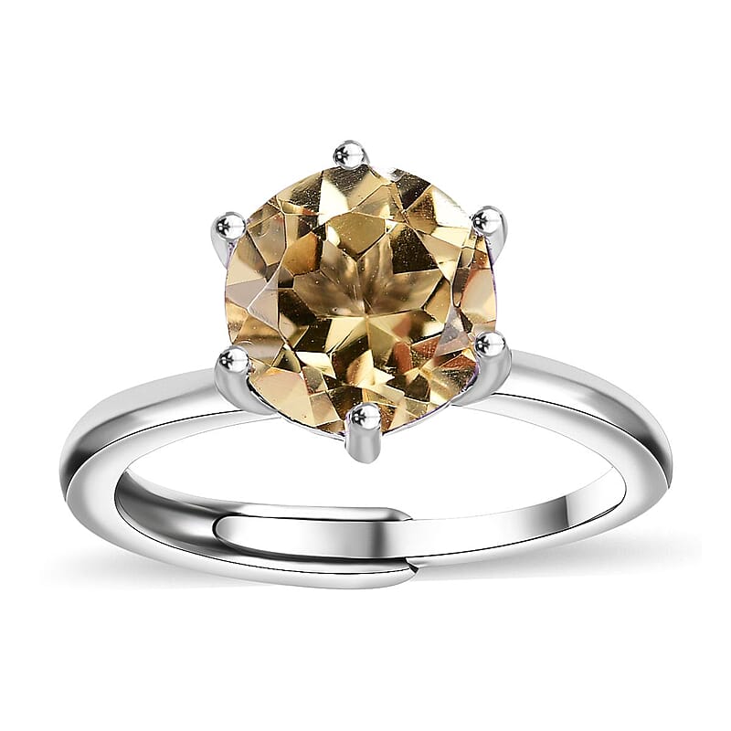 Karis Brazilian Citrine 1.80 ctw Adjustable Solitaire Ring in Platinum Bond (Size 11.0)