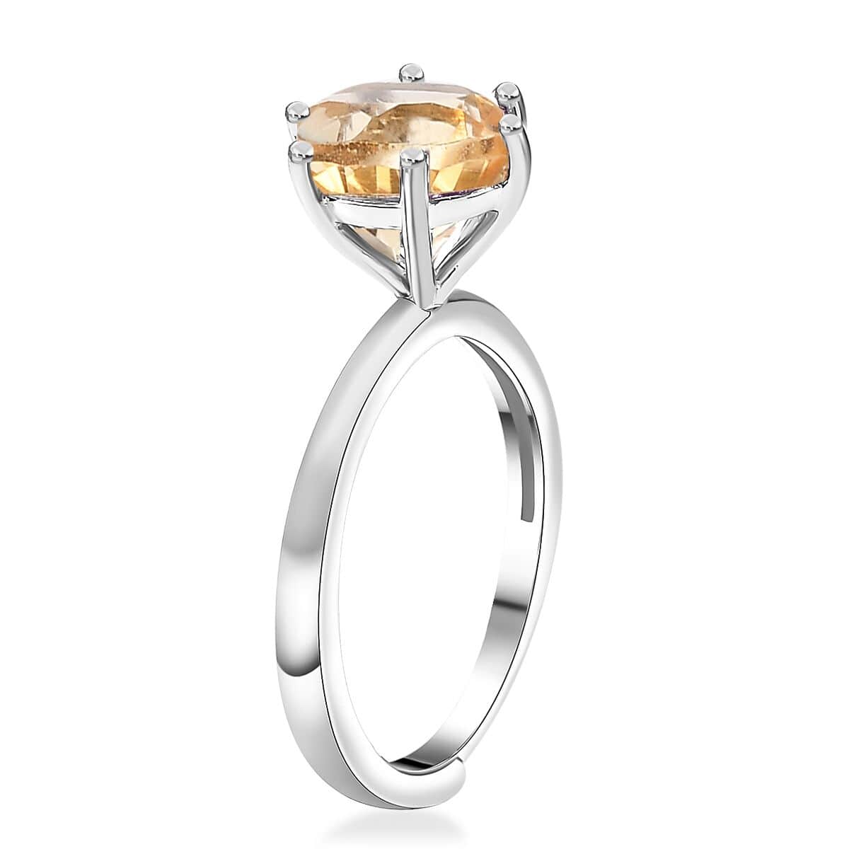 Karis Brazilian Citrine Adjustable Solitaire Ring in Platinum Bond (Size 11.0) 1.80 ctw image number 3