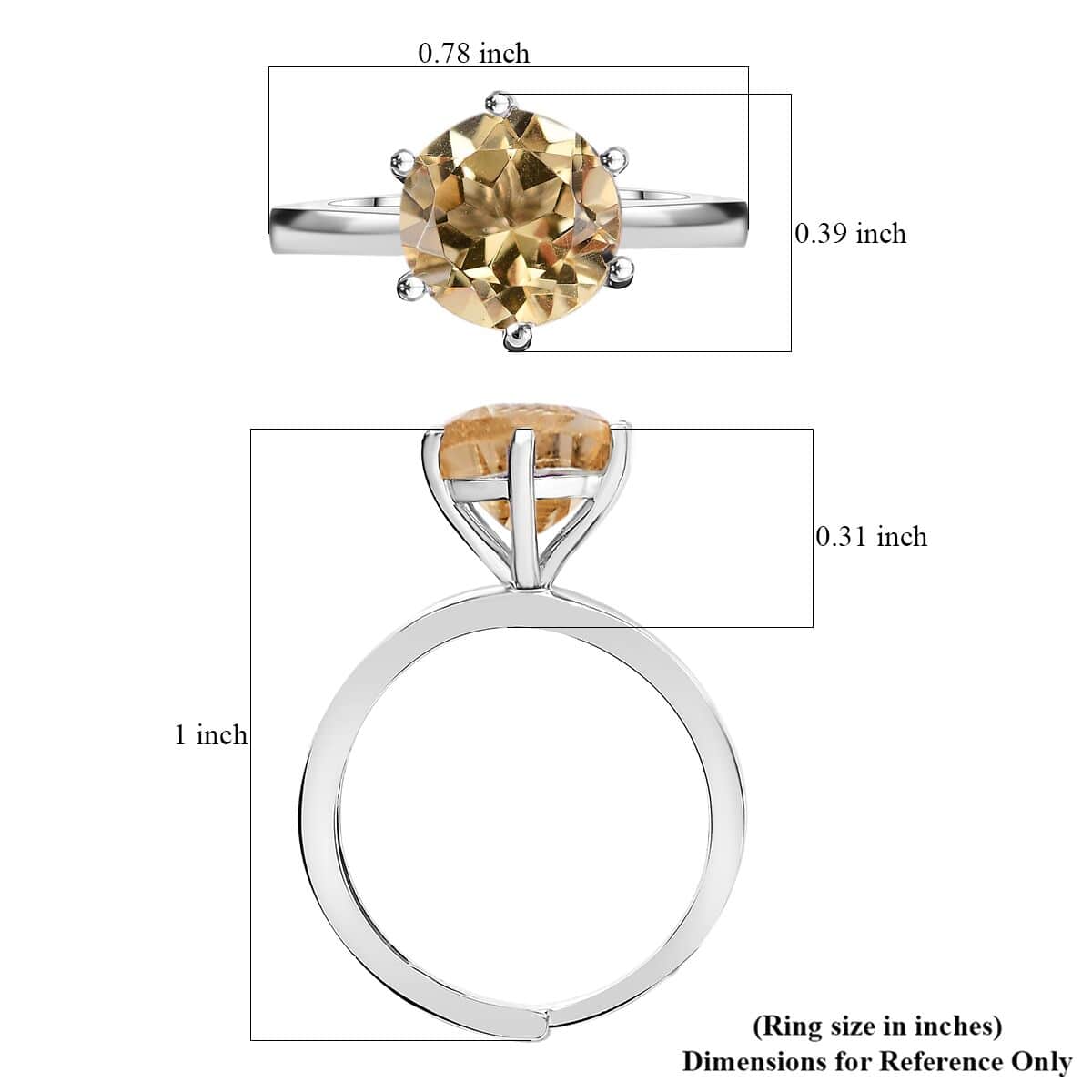 Karis Brazilian Citrine Adjustable Solitaire Ring in Platinum Bond (Size 11.0) 1.80 ctw image number 5