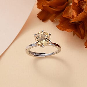 Karis Brazilian Citrine 1.80 ctw Adjustable Solitaire Ring in Platinum Bond (Size 8.0)