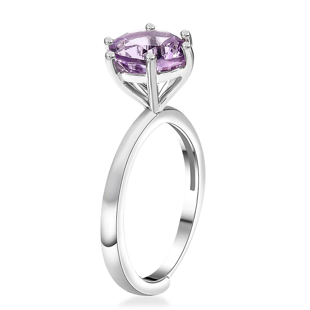 Karis Rose De France Amethyst 1.75 ctw Adjustable Solitaire Ring in Platinum Bond (Size 8.0) image number 3