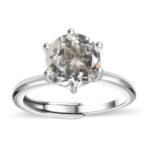 Karis Montezuma Prasiolite 1.85 ctw Adjustable Solitaire Ring in Platinum Bond (Size 8.0) 