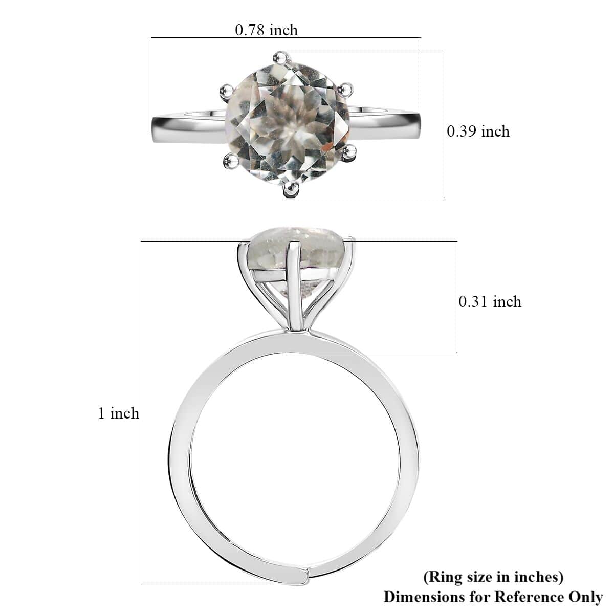 Karis Montezuma Prasiolite 1.85 ctw Adjustable Solitaire Ring in Platinum Bond (Size 8.0)  image number 5