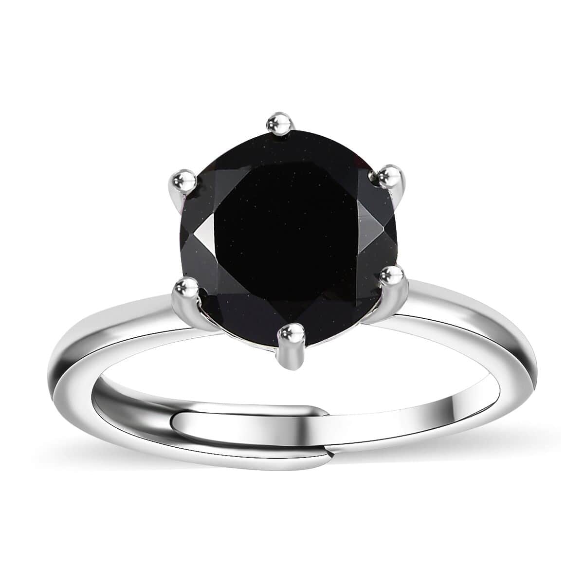 Karis Thai Black Spinel 2.25 ctw Adjustable Solitaire Ring in Platinum Bond (Size 8.0) image number 0