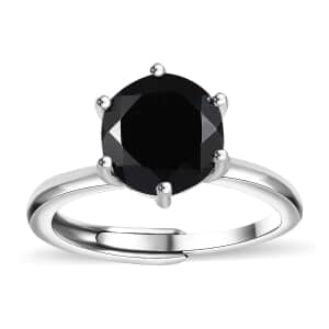 Karis Thai Black Spinel 2.25 ctw Adjustable Solitaire Ring in Platinum Bond (Size 8.0)