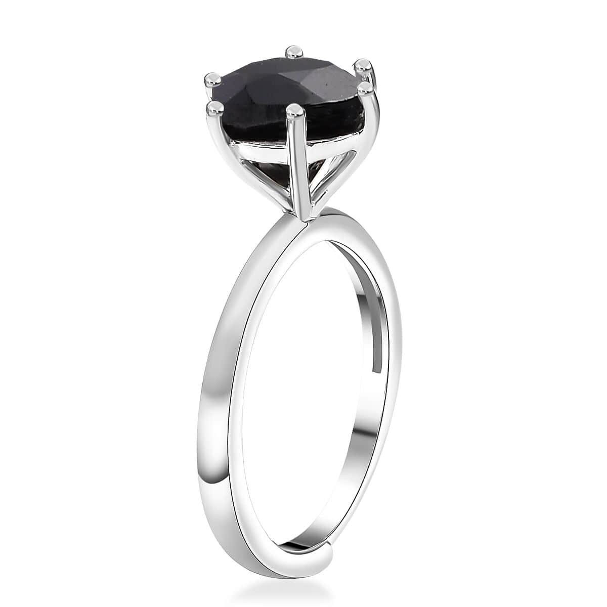 Karis Thai Black Spinel 2.25 ctw Adjustable Solitaire Ring in Platinum Bond (Size 8.0) image number 3