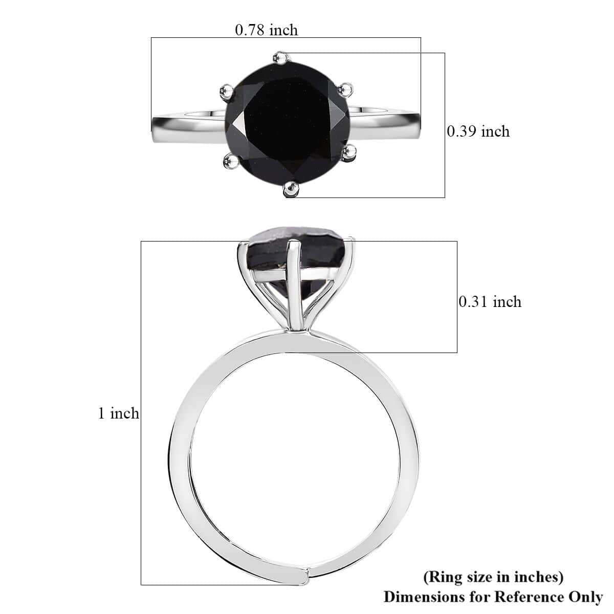 Karis Thai Black Spinel 2.25 ctw Adjustable Solitaire Ring in Platinum Bond (Size 8.0) image number 5