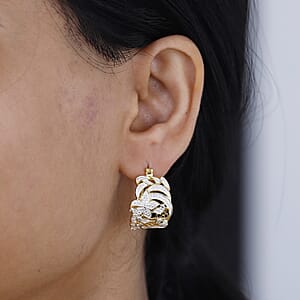Karis Diamond Accent Floral Hoop Earrings in 18K YG Plated