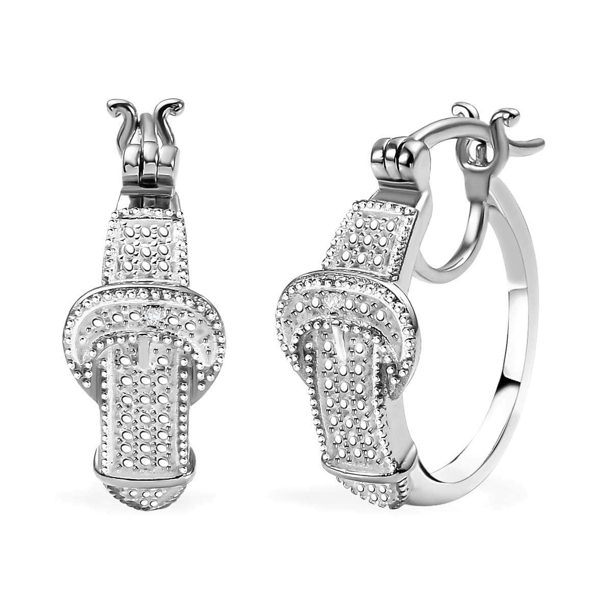 Karis Diamond Accent Buckle Earrings in Platinum Bond image number 0