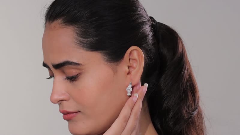 Karis Diamond Accent Buckle Earrings in Platinum Bond