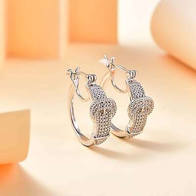 Karis Diamond Accent Buckle Earrings in Platinum Bond