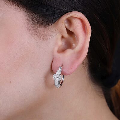 Karis Diamond Accent Buckle Earrings in Platinum Bond