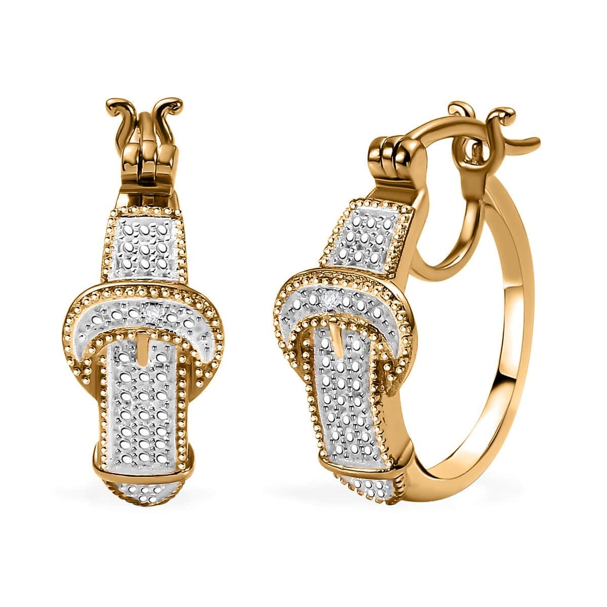 Karis Diamond Accent Buckle Earrings in 18K YG Plated  image number 0