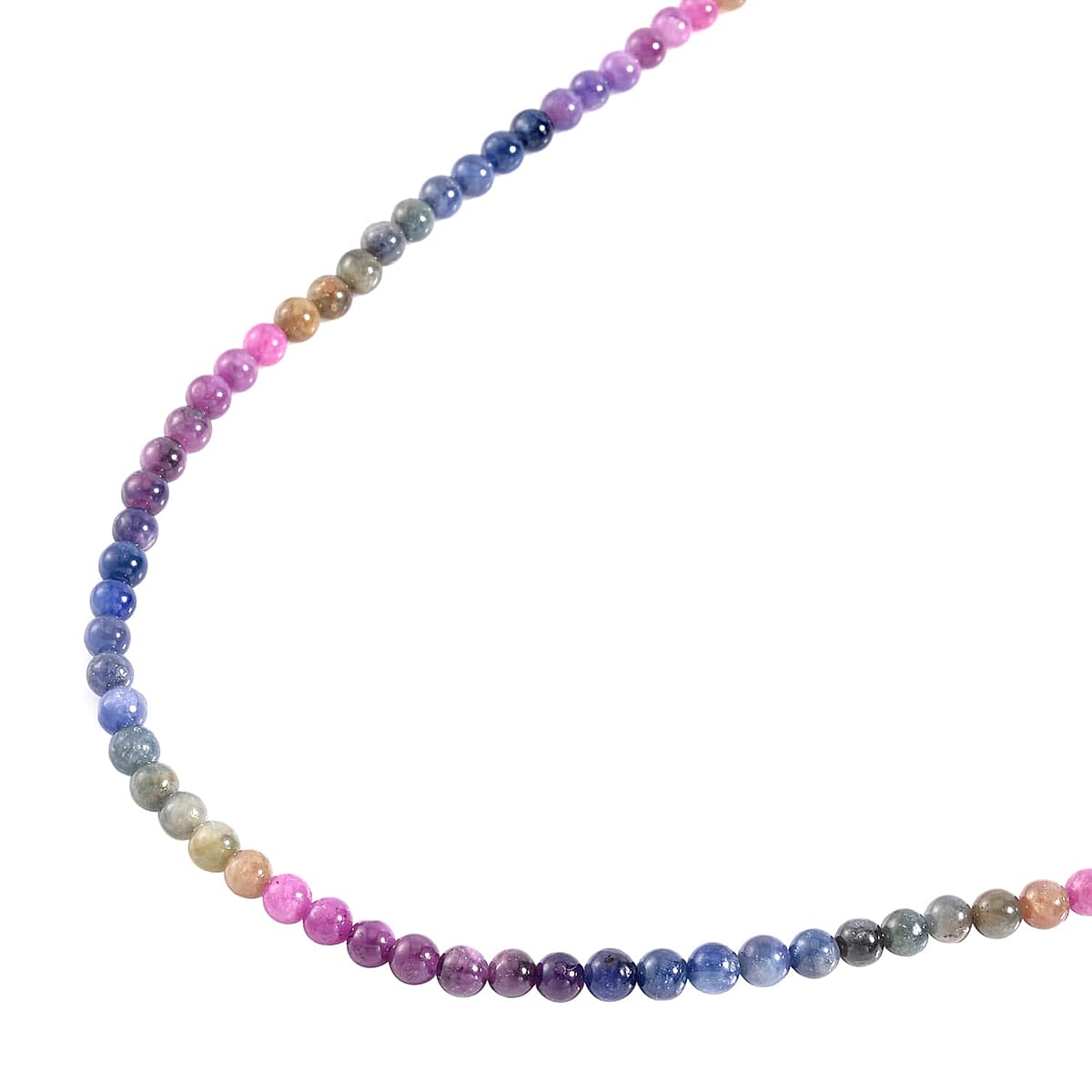 Multi Sapphire 169.20 ctw Beaded Necklace in Rhodium Over Sterling Silver 20 Inches image number 3
