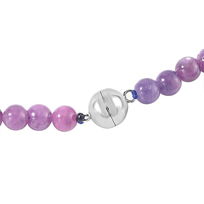 Multi Sapphire 169.20 ctw Beaded Necklace in Rhodium Over Sterling Silver 20 Inches