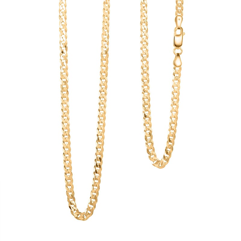 Flat Curb Necklace in 14K YG Over Sterling Silver 10.70 Grams 24 Inches
