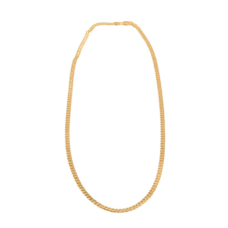 Flat Curb Necklace in 14K YG Over Sterling Silver 10.70 Grams 24 Inches
