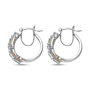 EverTrue Sky Blue Topaz 2.70 ctw Hoop Earrings in 18K YG Plated and Platinum Bond