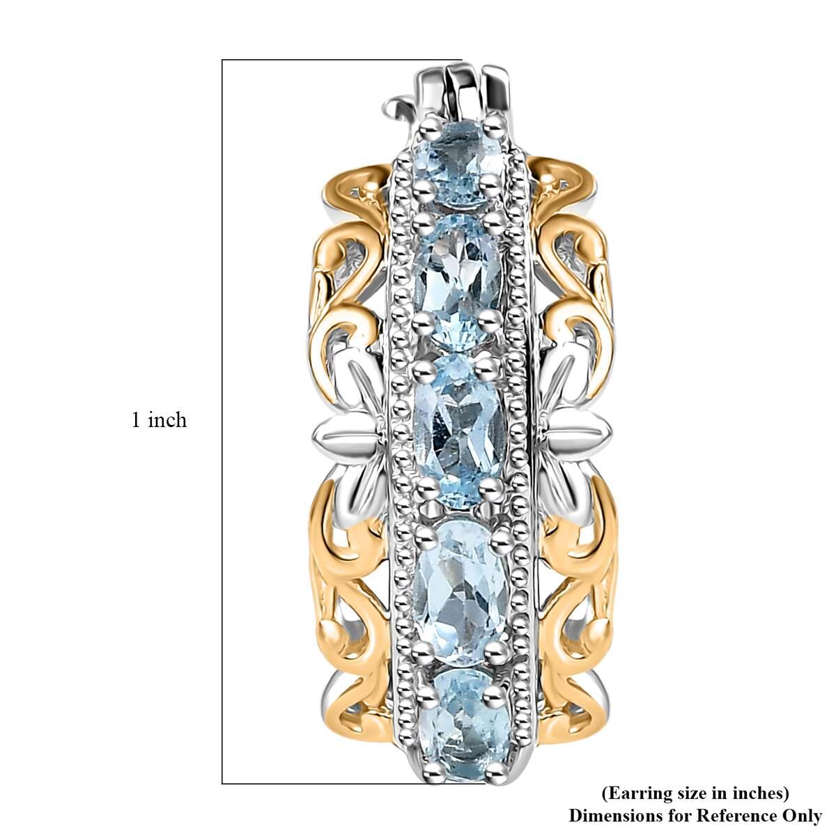 EverTrue Sky Blue Topaz 2.70 ctw Hoop Earrings in 18K YG Plated and Platinum Bond image number 4