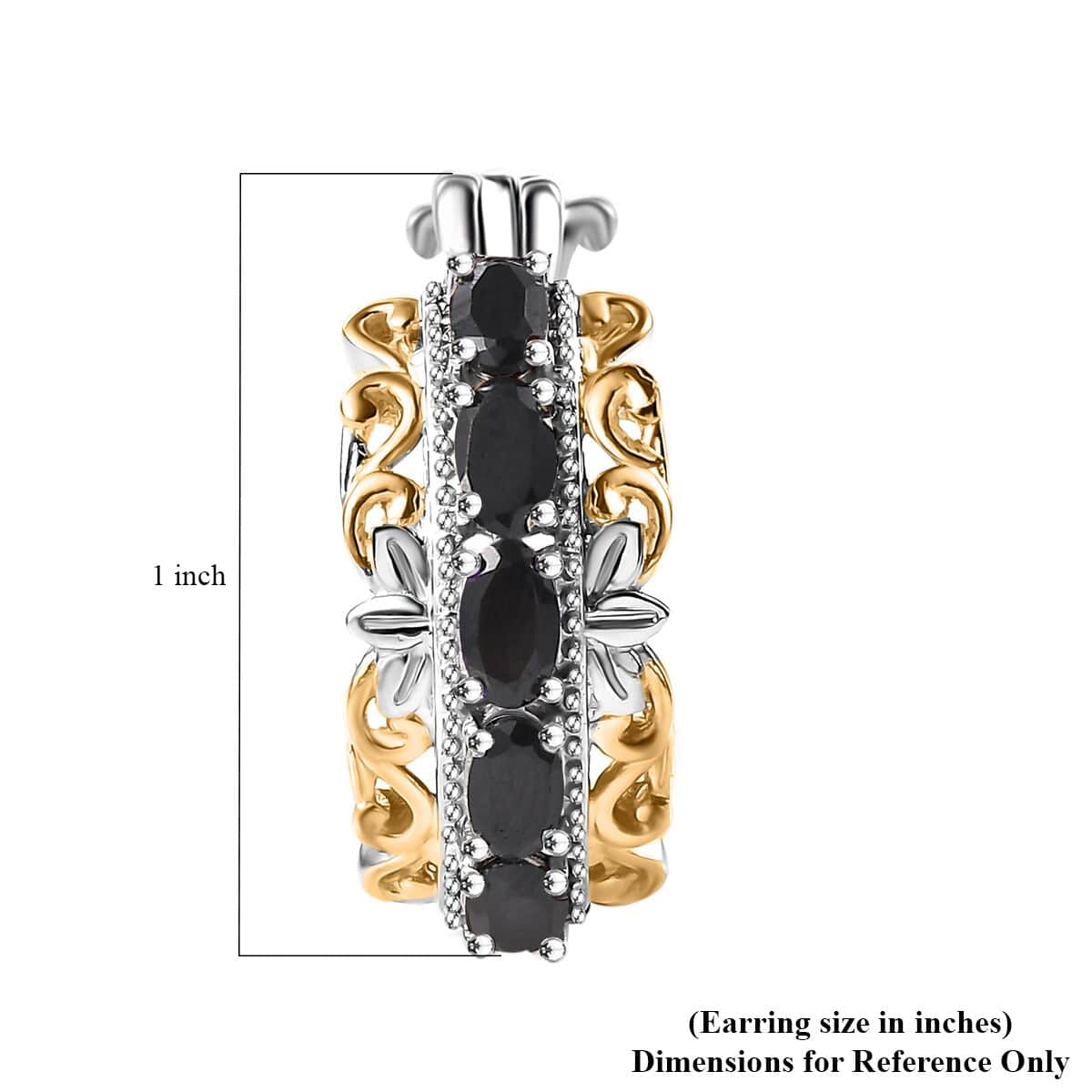 Karis Thai Black Spinel 2.85 ctw Hoop Earrings in 18K YG Plated and Platinum Bond image number 4