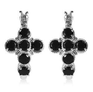 Karis Thai Black Spinel 2.40 ctw Earrings in Platinum Bond