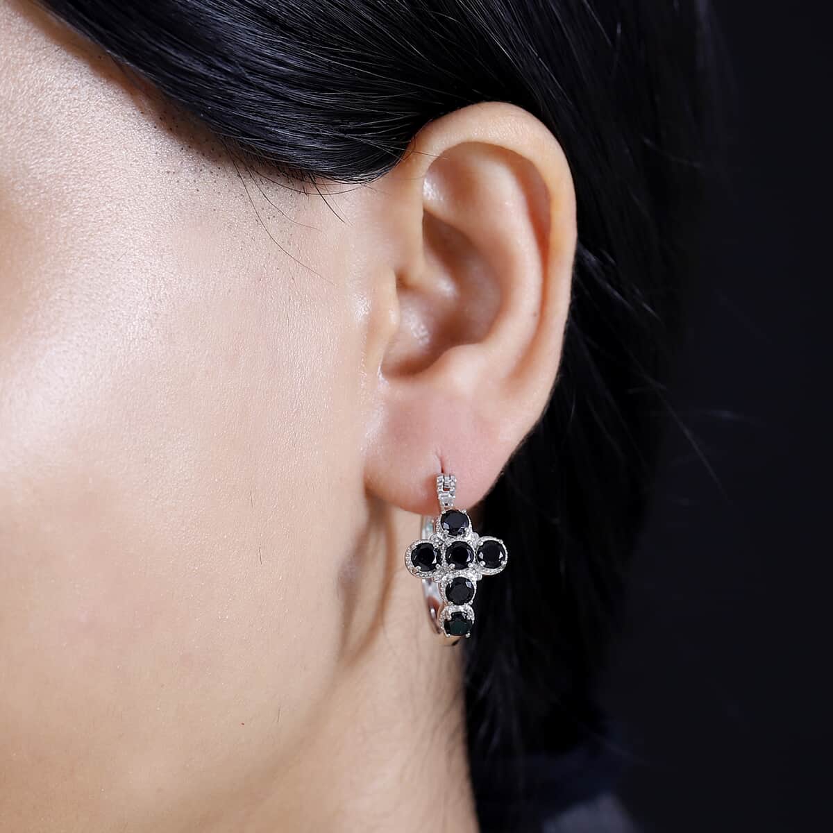 Karis Thai Black Spinel 2.40 ctw Earrings in Platinum Bond image number 2