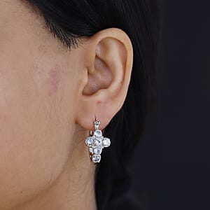 EverTrue Sky Blue Topaz 3.15 ctw Cross Earrings in Platinum Bond