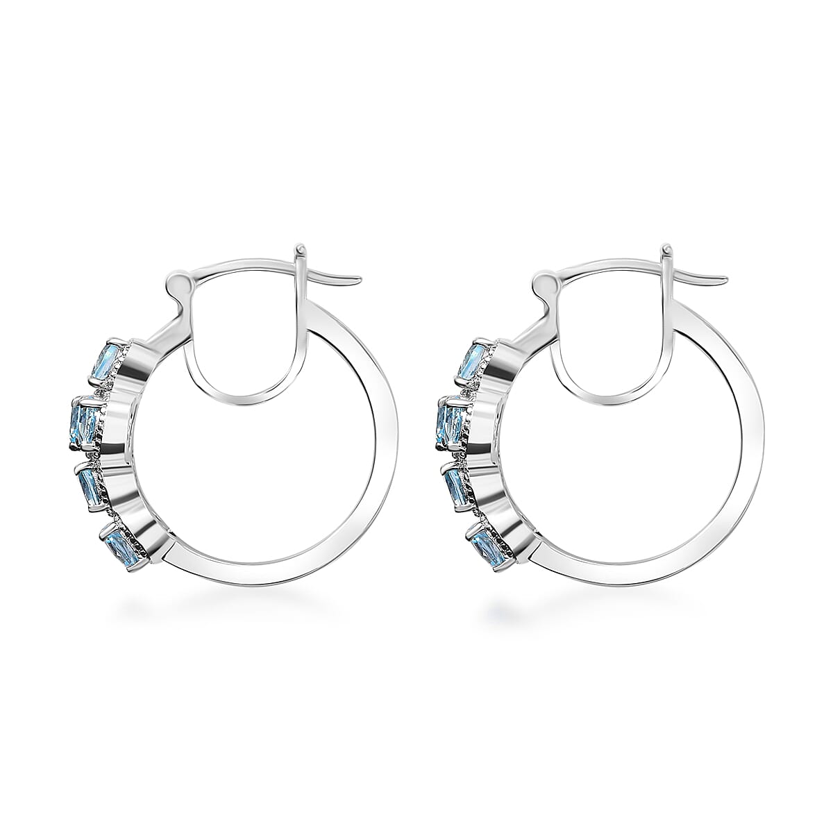 EverTrue Sky Blue Topaz 3.15 ctw Cross Earrings in Platinum Bond image number 3