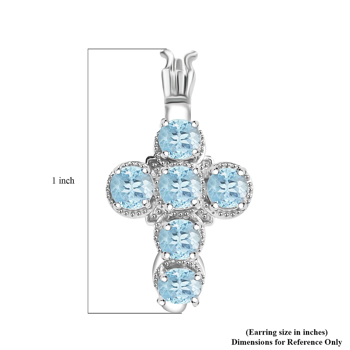 EverTrue Sky Blue Topaz 3.15 ctw Cross Earrings in Platinum Bond image number 4