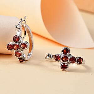 EverTrue Mozambique Garnet 3.15 ctw Cross Earrings in Platinum Bond