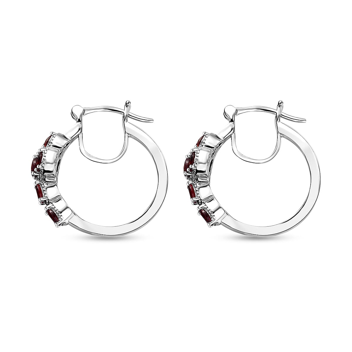 EverTrue Mozambique Garnet 3.15 ctw Cross Earrings in Platinum Bond image number 3