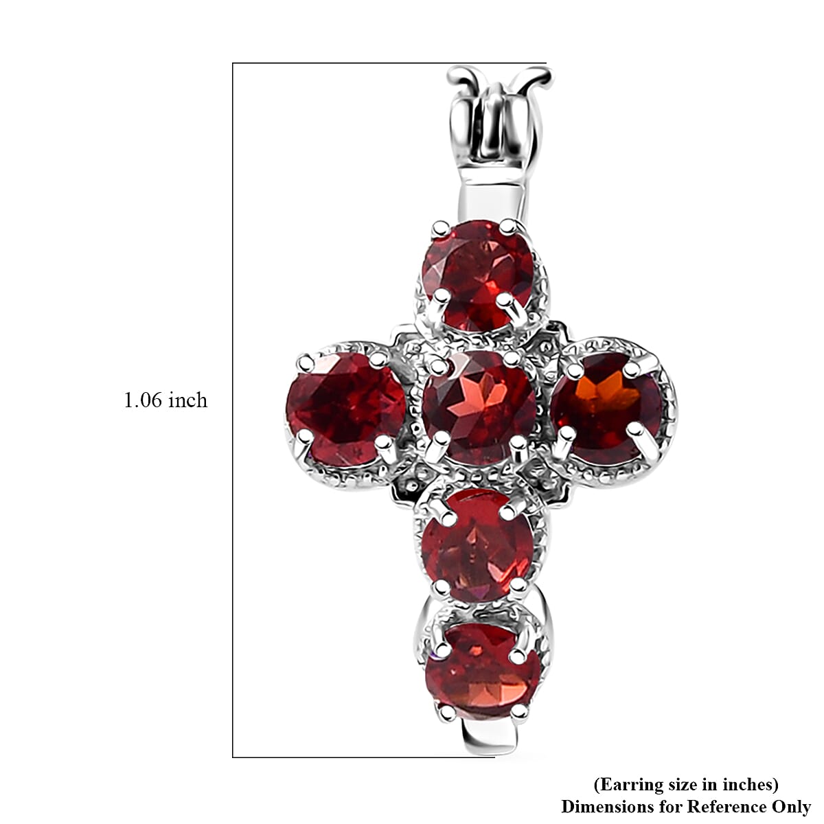 EverTrue Mozambique Garnet 3.15 ctw Cross Earrings in Platinum Bond image number 4