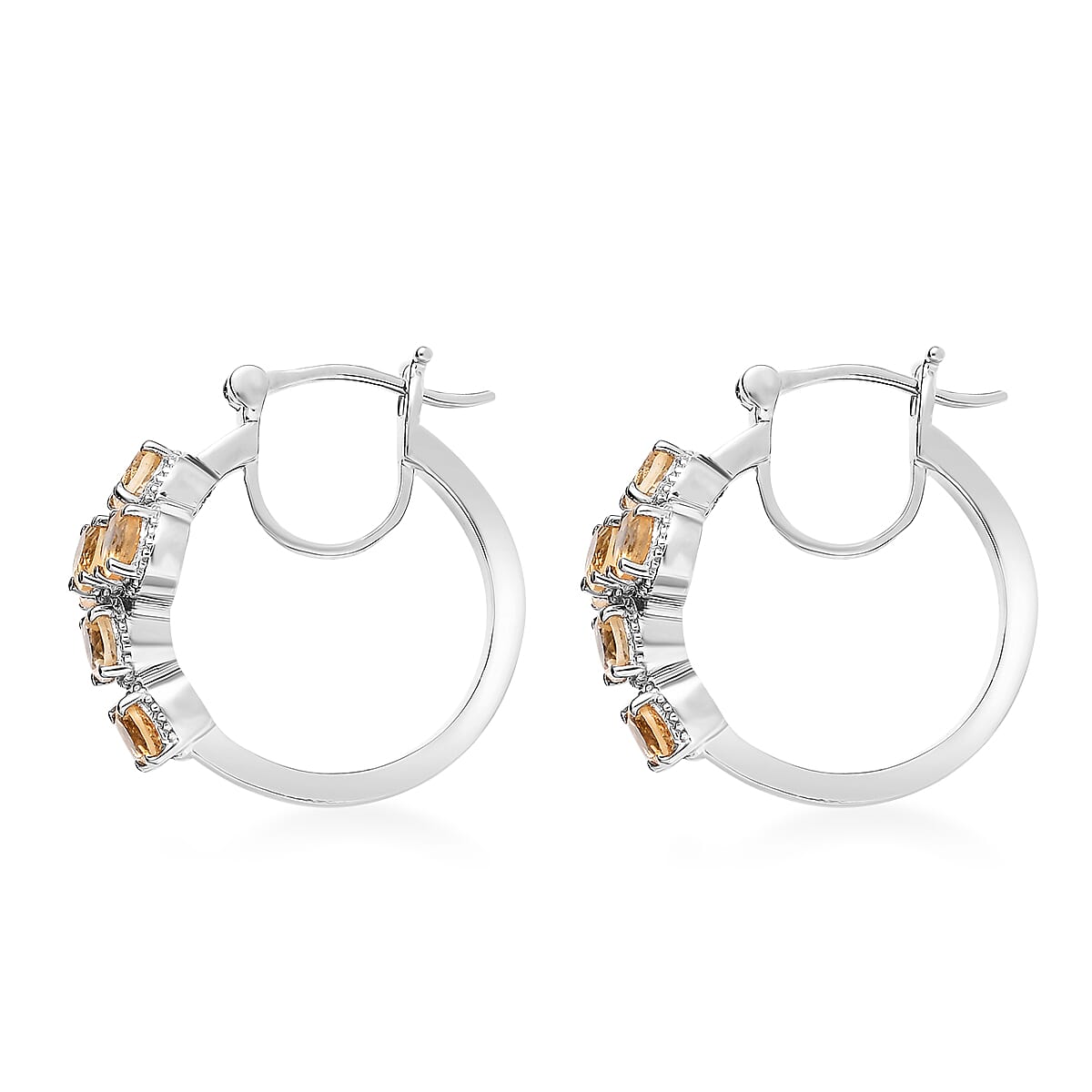 EverTrue Brazilian Citrine 3.15 ctw Cross Earrings in Platinum Bond image number 3
