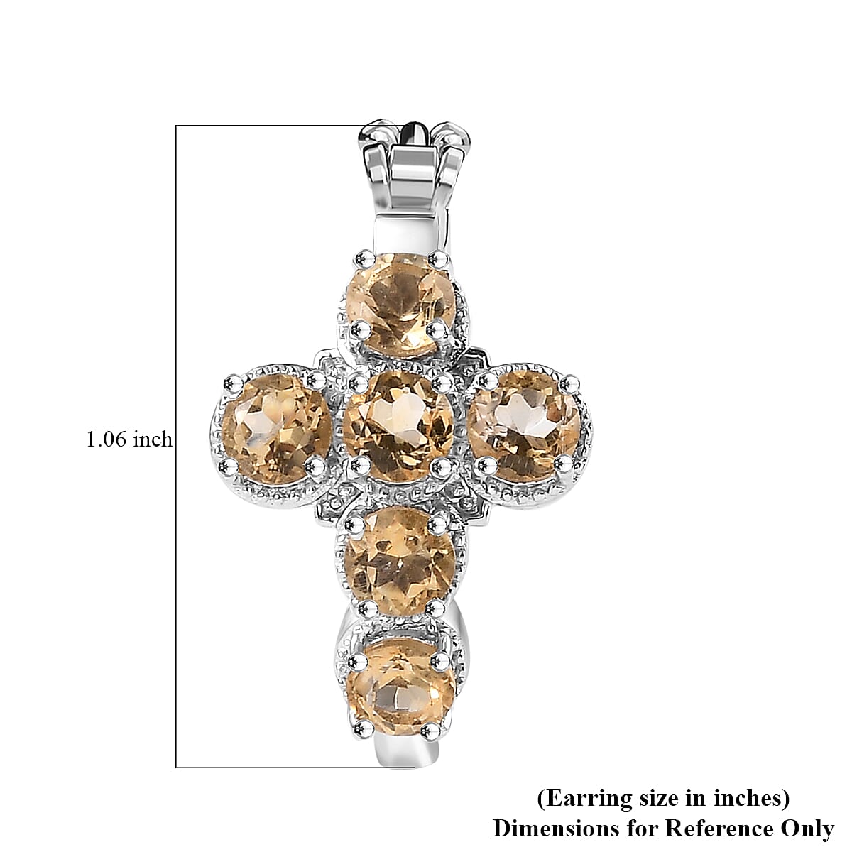 EverTrue Brazilian Citrine 3.15 ctw Cross Earrings in Platinum Bond image number 4