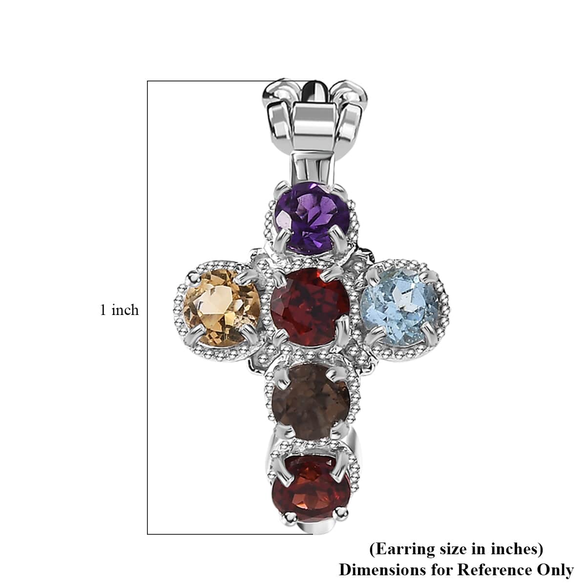 Karis Multi Gemstone 2.90 ctw Cross Earrings in Platinum Bond  image number 4