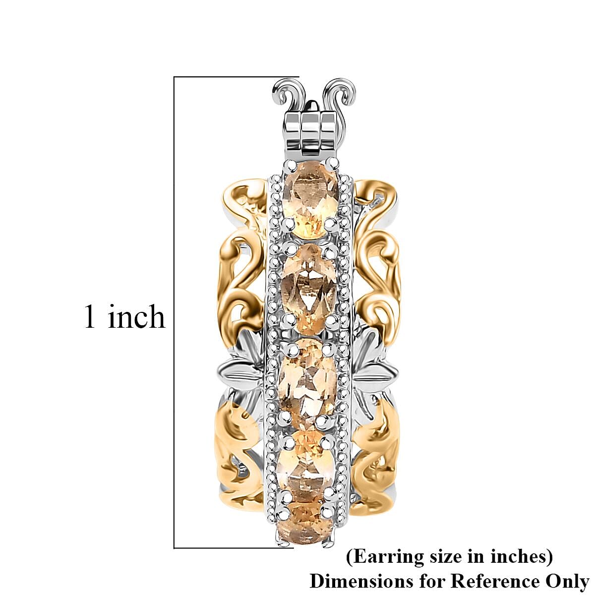EverTrue Brazilian Citrine 1.90 ctw Hoop Earrings in 18K YG Plated and Platinum Bond image number 4