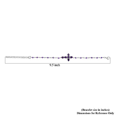 Karis African Amethyst 5.50 ctw Cross Bracelet in Platinum Bond (7.25-8.75In)