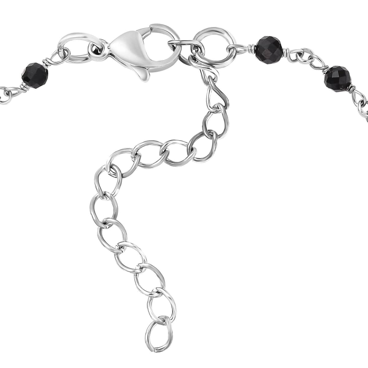 Karis Thai Black Spinel 6.85 ctw Cross Bracelet in Platinum Bond (7.25-8.75In)  image number 3