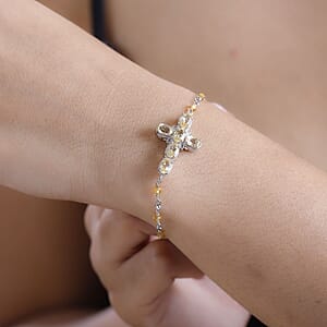 Karis Brazilian Citrine 4.60 ctw Cross Bracelet in Platinum Bon (7.25-8.75In)