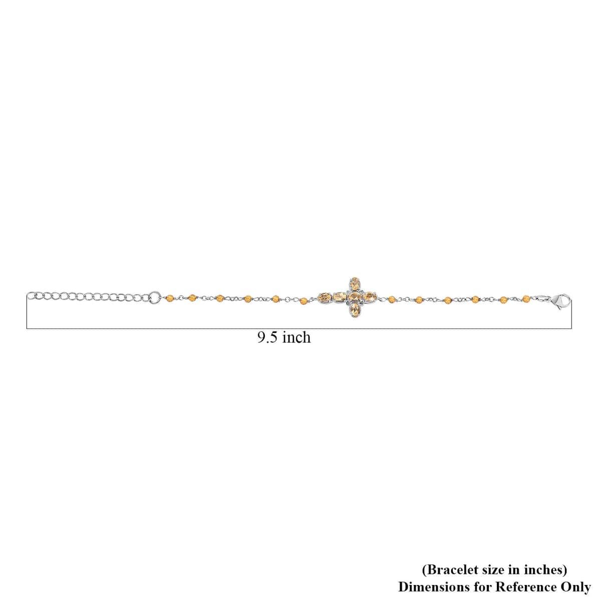 Karis Brazilian Citrine 4.60 ctw Cross Bracelet in Platinum Bon (7.25-8.75In) image number 4