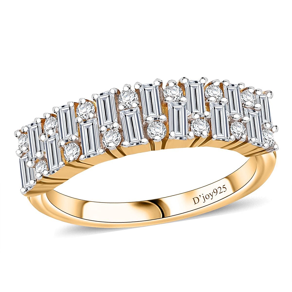 Moissanite 1.10 ctw Art Deco Ring in 18K Vermeil Yellow Gold Over Sterling Silver (Size 10.0) image number 0