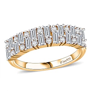 Moissanite 1.10 ctw Art Deco Ring in 18K Vermeil Yellow Gold Over Sterling Silver (Size 10.0)