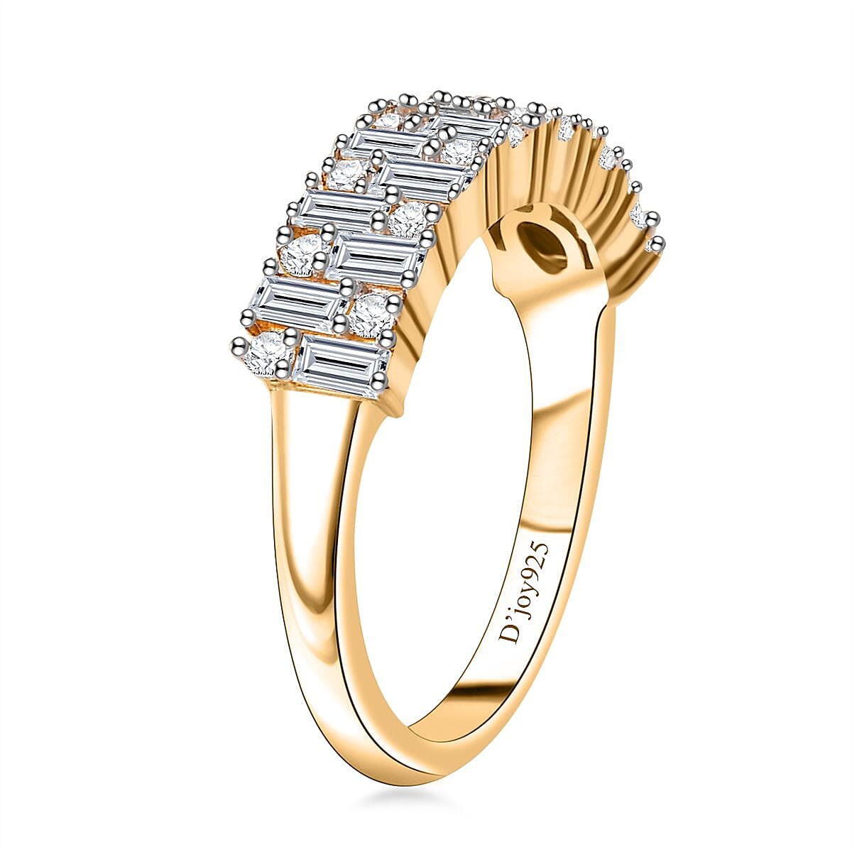 Moissanite 1.10 ctw Art Deco Ring in 18K Vermeil Yellow Gold Over Sterling Silver (Size 10.0) image number 3