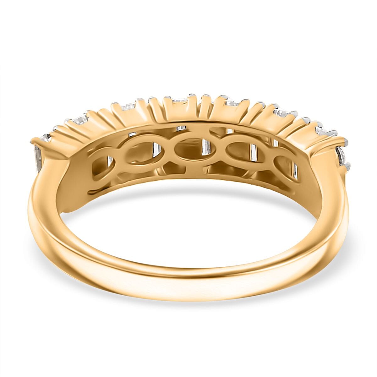 Moissanite 1.10 ctw Art Deco Ring in 18K Vermeil Yellow Gold Over Sterling Silver (Size 10.0) image number 4